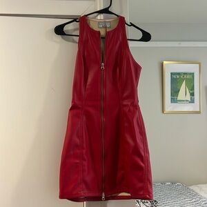 Revice denim red leather dress